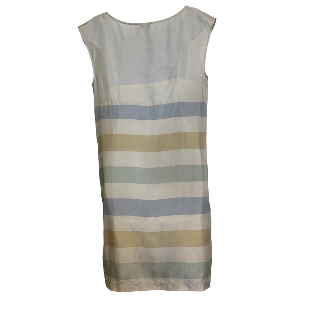 ANTHROPOLOGIE ODILLE 100% Silk Shore House Pastel Striped Shift Dress Size 6 - Picture 6 of 7